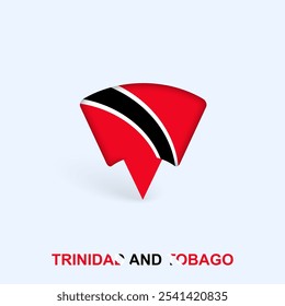 Design de ponteiro de mapa de bandeira de Trinidad e Tobago com sombra. Ilustrador de vetor.
