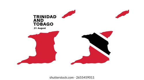 trinidad e tobago bandeira e mapa conjunto. trinidad e tobago bandeira em cores oficiais e proporções., mapa