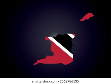 Trinidad And Tobago flag and map vector.