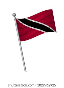 Trinidad and Tobago flag on the flagpole. Official colors and proportion correctly. waving of Trinidad and Tobago flag on flagpole, vector illustration isolate on white background.