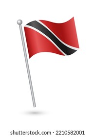 Trinidad and Tobago flag on pole waving in the wind vector illustration