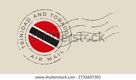 Trinidad and Tobago Flag Postmark Stamp for Air Mail in a Distressed Vintage Style, Perfect for Travel and Communication..