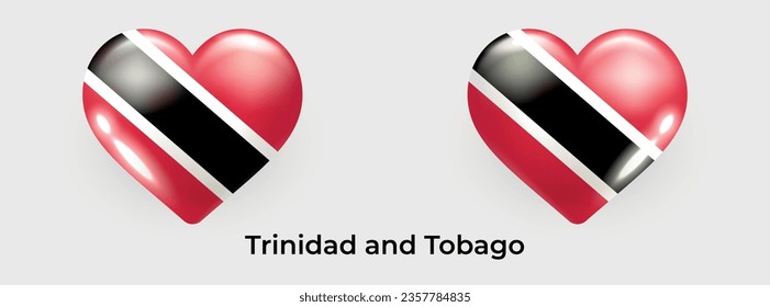 Trinidad and Tobago flag realistic glas heart icon vector illustration