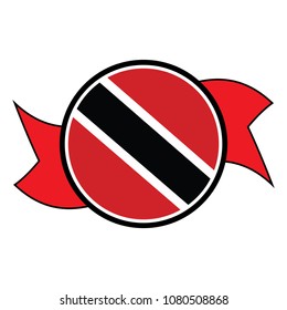 Trinidad and Tobago flag in round button of icon. flag logo of Trinidad and Tobago emblem isolated on white background. Vector illustration.