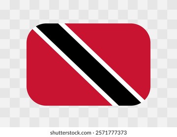 Trinidad and Tobago flag - rounded rectangle colorful flag representing a country cultural identity and heritage. The essence of national pride and unity. Vector flag on transparent background.