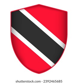 Trinidad and Tobago flag in shield shape. Vector illustration.