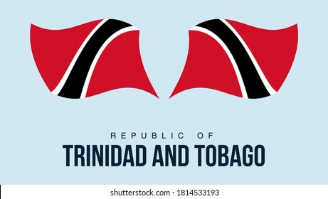 Trinidad and Tobago flag state symbol isolated on background national banner. Greeting card National Independence Day of Republic of Trinidad and Tobago. Illustration banner with realistic state flag.