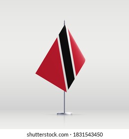 Trinidad and Tobago flag state symbol isolated on background national banner. Greeting card National Independence Day of Republic of Trinidad and Tobago. Illustration banner with realistic state flag.