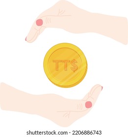 Trinidad and Tobago Flag vector hand drawn,Trinidad and Tobago dollar vector hand drawn