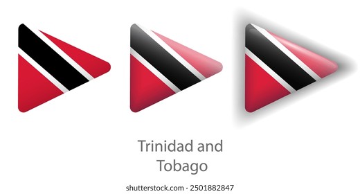 Trinidad and Tobago flag vector icons set in the shape of rounded triangle