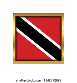Trinidad and Tobago Flag Vector Square Icon - Illustration, Flag of Trinidad and Tobago. Abstract concept, icon,golden square, button. Raster illustration on white background.