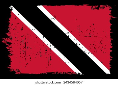 Trinidad and Tobago flag - vector flag with stylish scratch effect and black grunge frame.