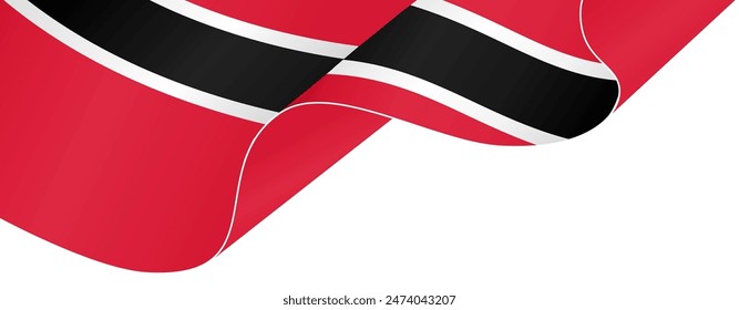 Trinidad and Tobago flag wave isolated on png or transparent background vector illustration. 