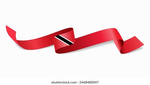 Trinidad and Tobago flag wavy abstract background. Vector illustration.