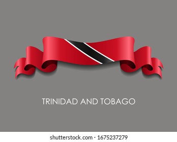 Trinidad and Tobago flag wavy ribbon background. Vector illustration.