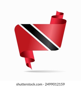 Trinidad and Tobago flag wavy ribbon background. Vector illustration.