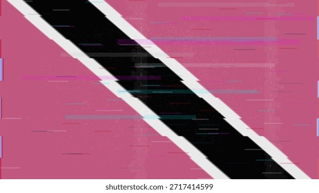 Trinidad and Tobago glitch flag vector, RGB split distortion, digital abstract video frame illustration