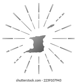 Trinidad und Tobago sorgten für einen Sonnenbrand. Karte des Landes mit bunten Sternchen. Trinidad und Tobago Illustration in Digital, Technologie, Internet, Netzwerkstil. Vektorgrafik.