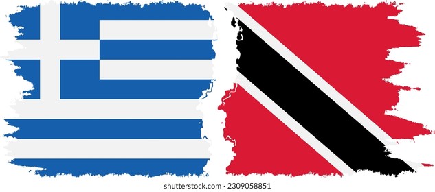 Trinidad and Tobago and Greece grunge flags connection, vector