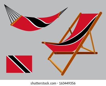 trinidad and tobago hammock and deck chair set against gray background, abstract vector art illustration