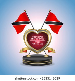 Trinidad and Tobago Happy National Day small table flag with Golden Heart