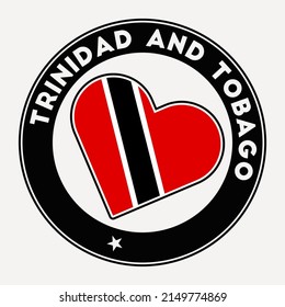 Trinidad and Tobago heart flag badge. From Trinidad and Tobago with love logo. Support the country flag stamp. Vector illustration.