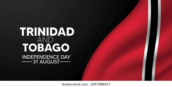 Trinidad and Tobago independence day 31 August waving flag vector poster