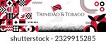 Trinidad and Tobago Independence Day abstract banner design with flag and map. Flag color theme geometric pattern retro modern Illustration design. Red and Blue flag color template.