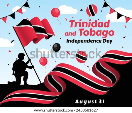 Trinidad and Tobago Independence Day card, August 31. Banners

