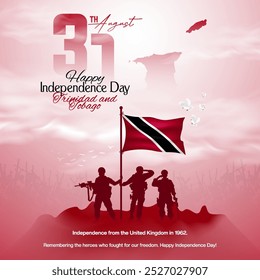 Trinidad and Tobago Independence Day celebration greeting card design for social media post