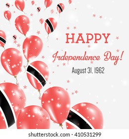 Trinidad and Tobago Independence Day Greeting Card. Flying Balloons in Trinidad and Tobago National Colors. Happy Independence Day Trinidad and Tobago Vector Illustration.