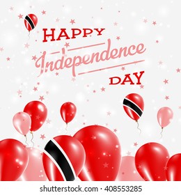 Trinidad and Tobago Independence Day Patriotic Design. Balloons in National Colors of the Country. Happy Independence Day Vector Greeting Card.