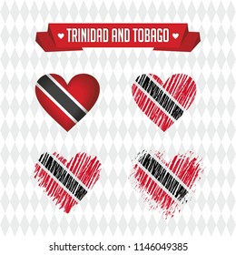 Trinidad and Tobago with love. Design vector broken heart with flag inside.