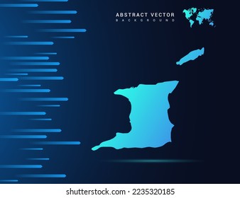 Trinidad and Tobago map with abstract blue background technology.
