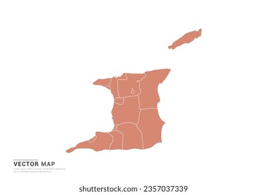 Trinidad and Tobago Map - abstract style orange isolated on white background for design vector.