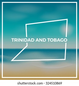 Trinidad and Tobago map against the backdrop of beach and tropical sea with bright sun. EPS10 vector