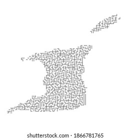 Trinidad and Tobago map from black pattern of the maze grid. Vector illustration.