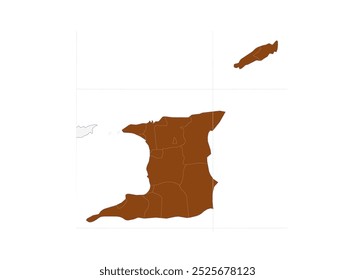 Trinidad and Tobago Map in the Caribbean, Americas: Illustration of the Island Nation with Nearby Caribbean Countries