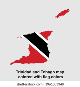 Mapa de Trinidad y Tobago coloreado con colores de bandera ilustraciones vectoriales aisladas