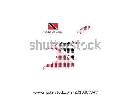 Trinidad and Tobago map design by color of Trinidad and Tobago flag in circle shape, White background with Trinidad and Tobago flag.