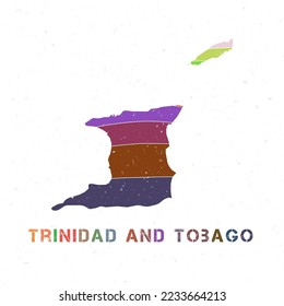 Trinidad and Tobago map design. Shape of the country with beautiful geometric waves and grunge texture. Classy vector illustration.