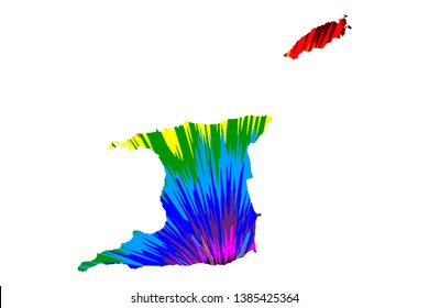 Trinidad and Tobago - map is designed rainbow abstract colorful pattern, Republic of Trinidad and Tobago map made of color explosion,