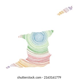 Trinidad and Tobago map filled with concentric circles. Sketch style circles in the shape of the country. Vector Illustration.