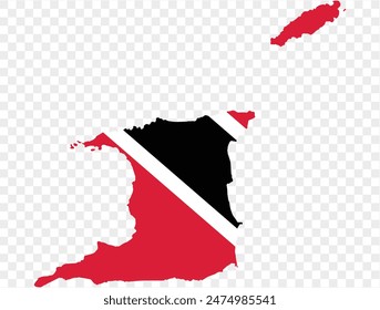 Trinidad and Tobago map flag  isolated on png or transparent background vector illustration.