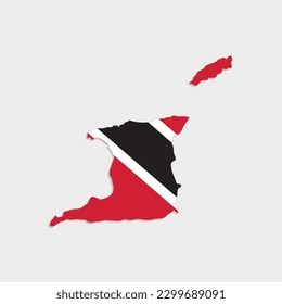 mapa de trinidad y tobago con bandera en fondo gris