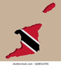 Trinidad and Tobago Map flag Vector 3D