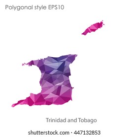 Trinidad and Tobago map in geometric polygonal style.Abstract gems triangle,modern design background.. Vector illustration EPS10