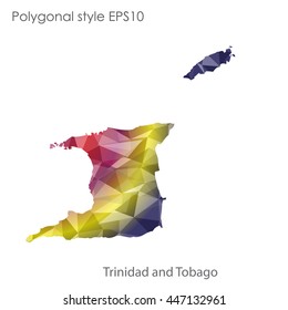 Trinidad and Tobago map in geometric polygonal style.Abstract gems triangle,modern design background.. Vector illustration EPS10