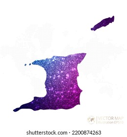 Trinidad and Tobago map in geometric wireframe blue with purple polygonal style gradient graphic on white background. Vector Illustration Eps10.