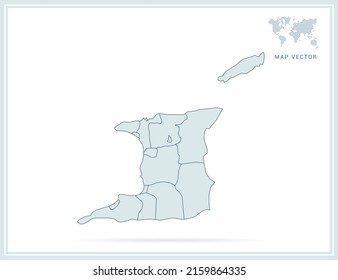 Trinidad and Tobago map green vector on white background.